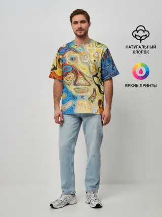 Мужская футболка оверсайз / Цветные абстрактные пятна