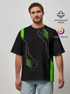 Мужская футболка оверсайз / ФУТУРИСТИЧНАЯ БРОНЯ | ЗЕЛЕНАЯ