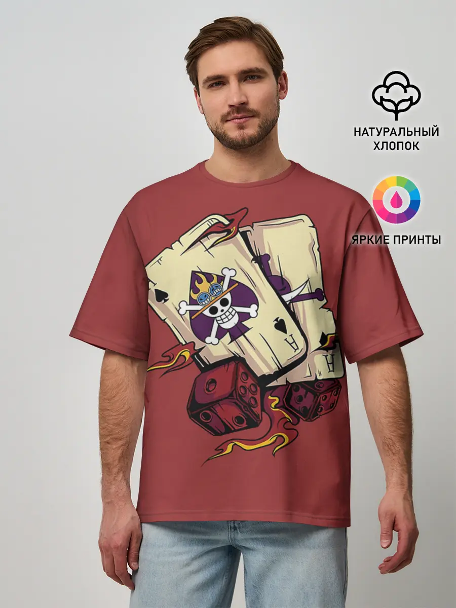 Мужская футболка оверсайз / Карты One Piece
