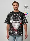 Мужская футболка оверсайз / Брызги Череп Хипстер Гранж