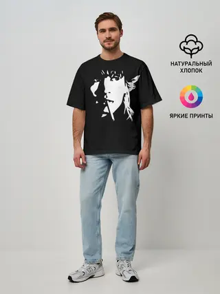 Мужская футболка оверсайз / Цой Жив!