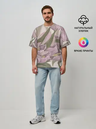 Мужская футболка оверсайз / Сахарный розовый