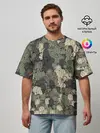 Мужская футболка оверсайз / Камуфляж из матрёшек