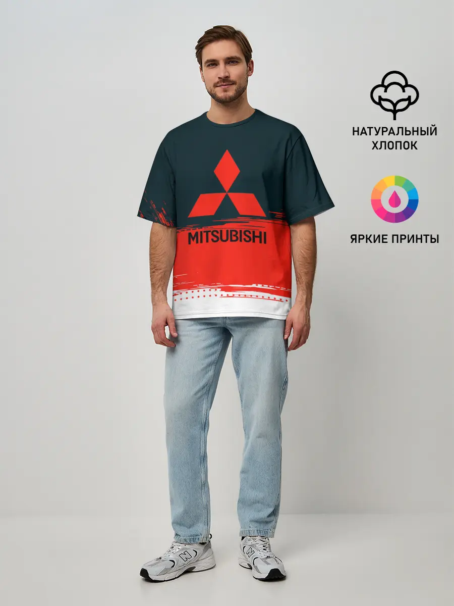 Мужская футболка оверсайз / MITSUBISHI | МИТСУБИШИ