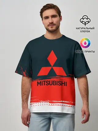 Мужская футболка оверсайз / MITSUBISHI | МИТСУБИШИ