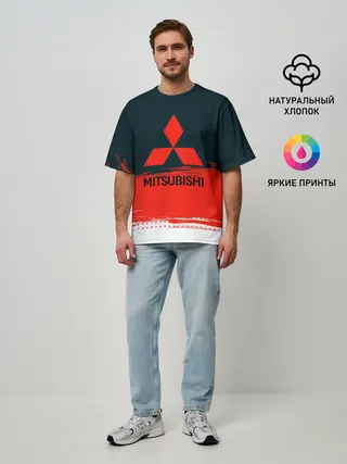 Мужская футболка оверсайз / MITSUBISHI | МИТСУБИШИ