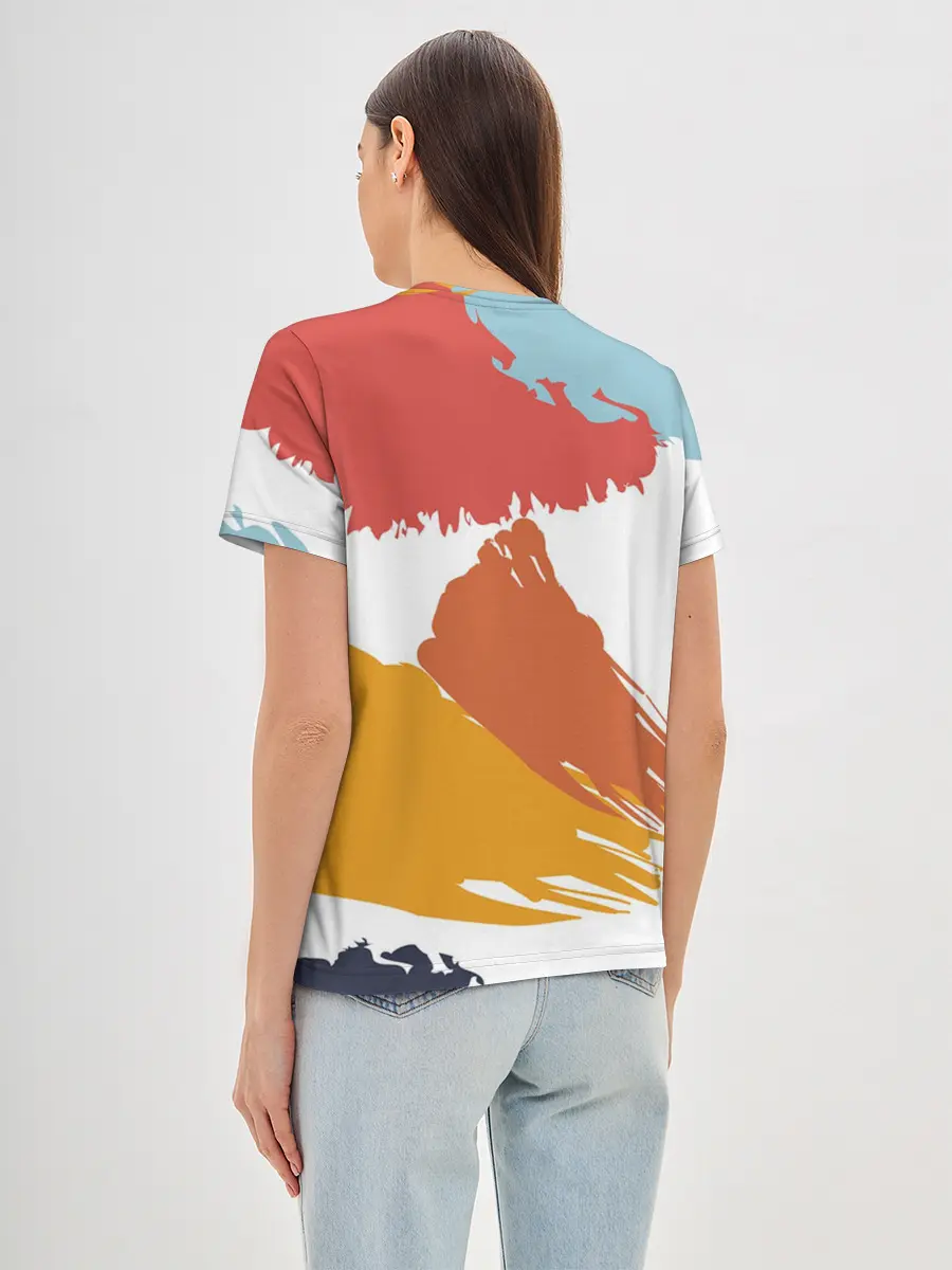 Женская базовая футболка / Цветные пятна, мазки кистью