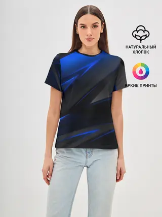 Женская базовая футболка / Blue and Black