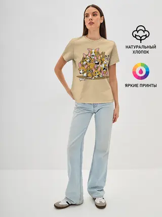 Женская базовая футболка / Корги