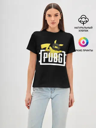 Женская базовая футболка / Pikachu PUBG