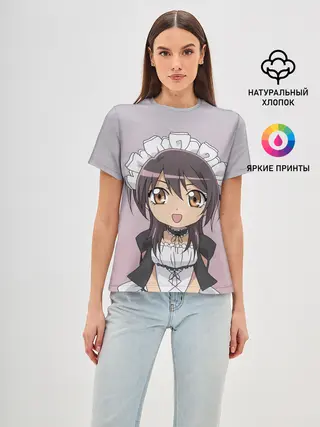 Женская базовая футболка / аимешная горничная