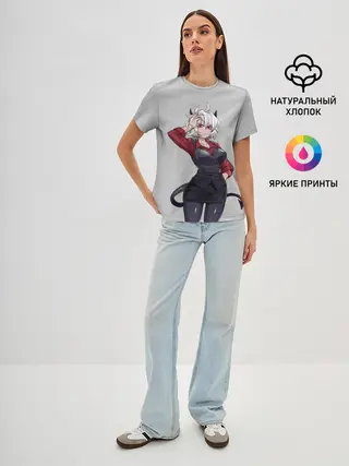 Женская базовая футболка / Malina рука на голове Helltaker