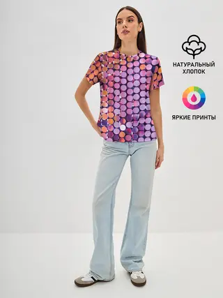 Женская базовая футболка / Вечеринка точки глянцевый узор