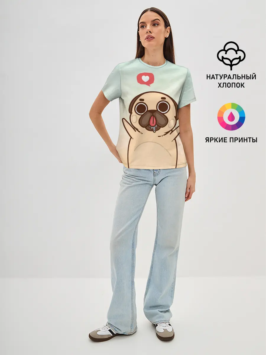 Женская базовая футболка / Puglie Pug Like