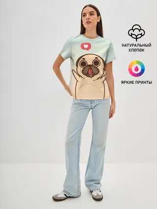 Женская базовая футболка / Puglie Pug Like