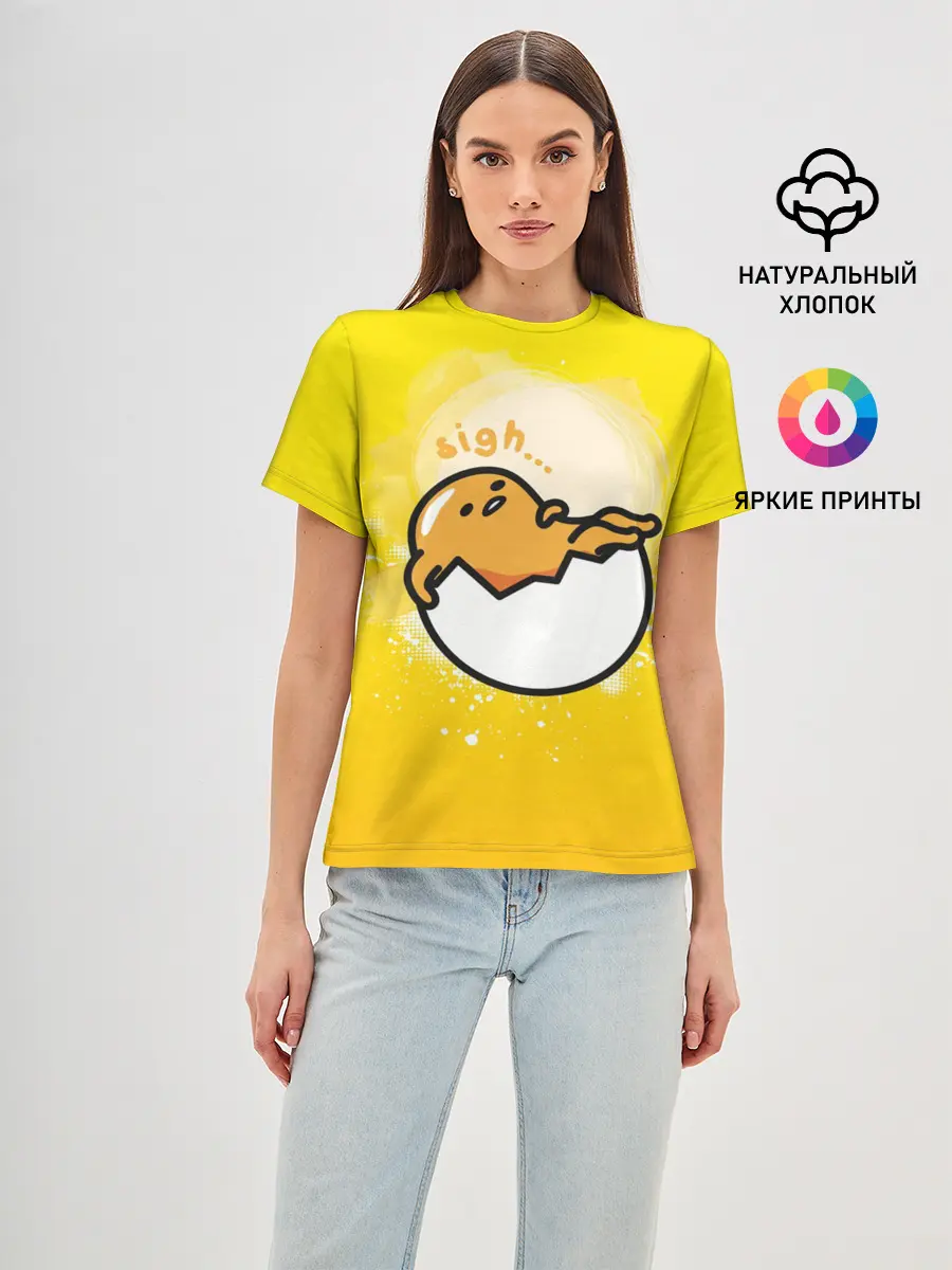 Женская базовая футболка / Гудетама веселое яйцо
