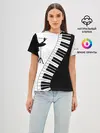 Женская базовая футболка / Черно Белое пианино