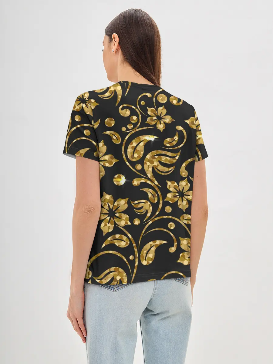 Женская базовая футболка / Золотой Орнамент