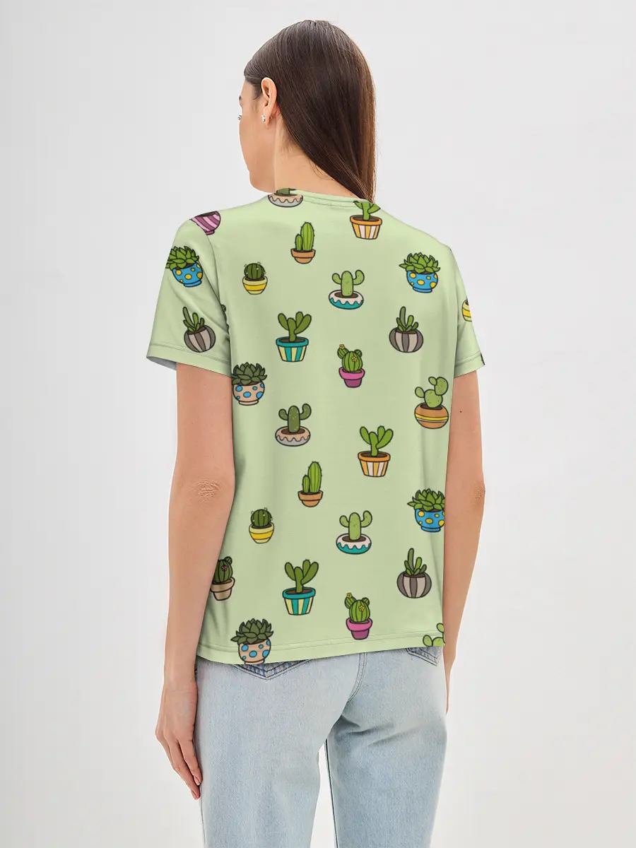 Женская базовая футболка / Веселый кактус