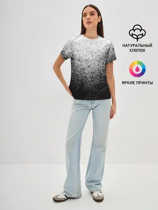 Женская базовая футболка / БРЫЗГИ КРАСОК ЧЁРНЫЙ