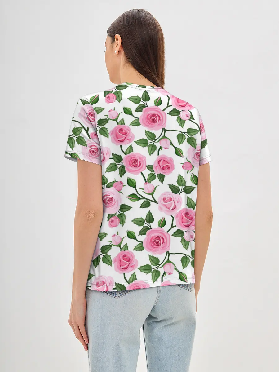 Женская базовая футболка / Розы