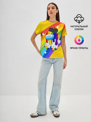 Женская базовая футболка / AMONG US - Радужный