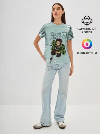 Женская базовая футболка / Танджиро Камадо Kimetsu no Yaiba