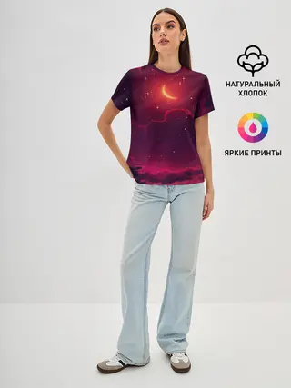 Женская базовая футболка / СКАЗОЧНАЯ НОЧЬ 2 КРАСНЫЙ