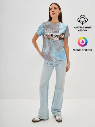Женская базовая футболка / Find me on Tinder | Тиндер