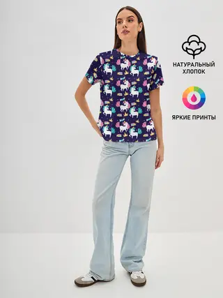 Женская базовая футболка / Unicorn pattern