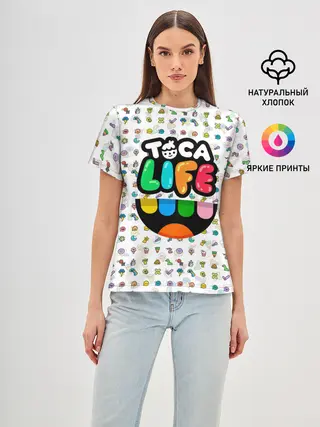 Женская базовая футболка / Toca Boca | Тока Бока | Паттерн