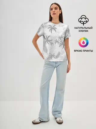 Женская базовая футболка / ПАЛЬМЫ | ЛЕТО | TROPICAL