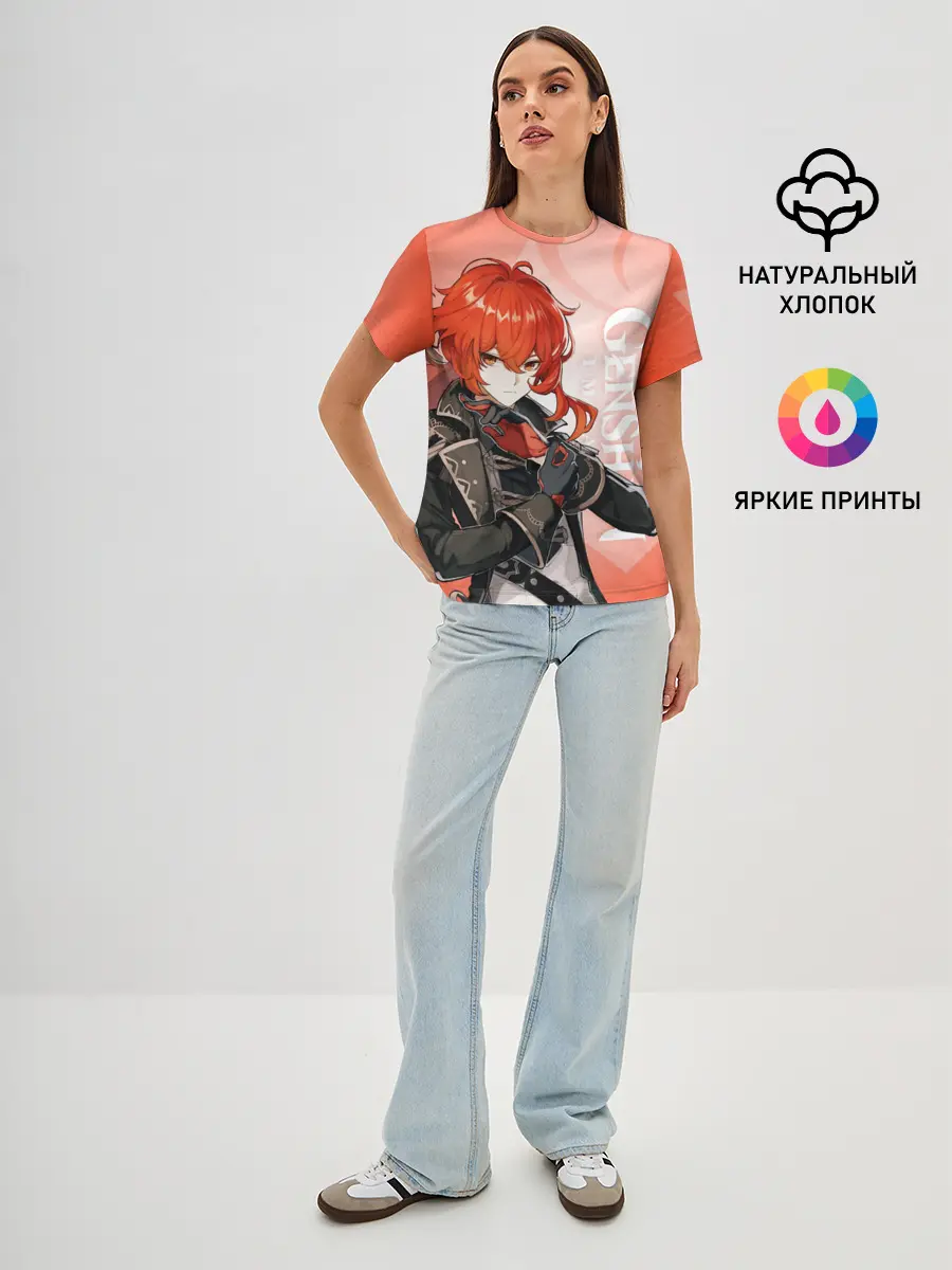 Женская базовая футболка / GENSHIN IMPACT, ДИЛЮК