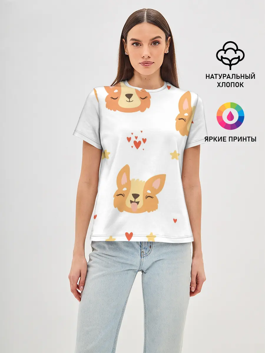 Женская базовая футболка / Милый Корги