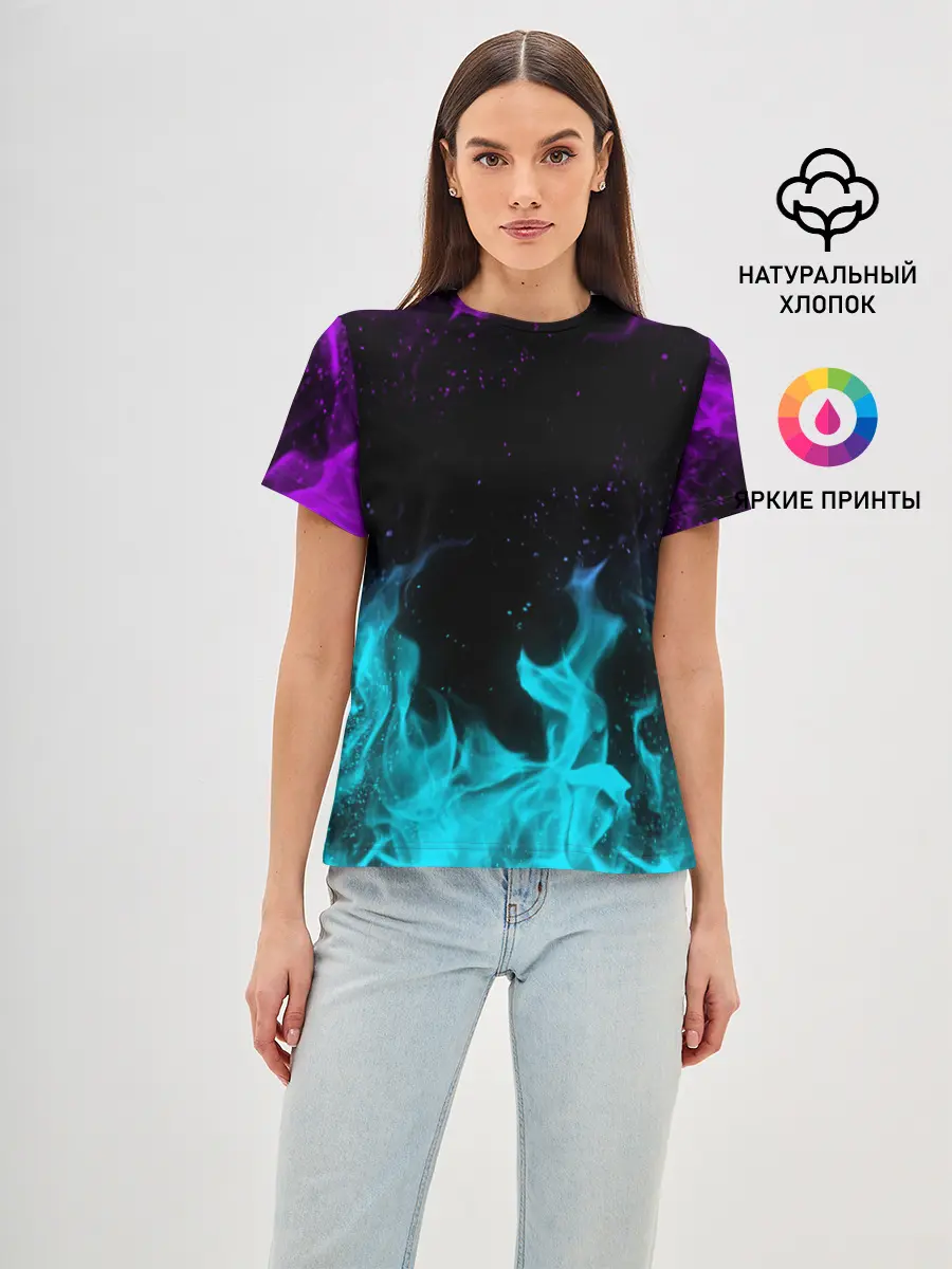 Женская базовая футболка / НЕОНОВЫЙ ОГОНЬ | NEON FIRE