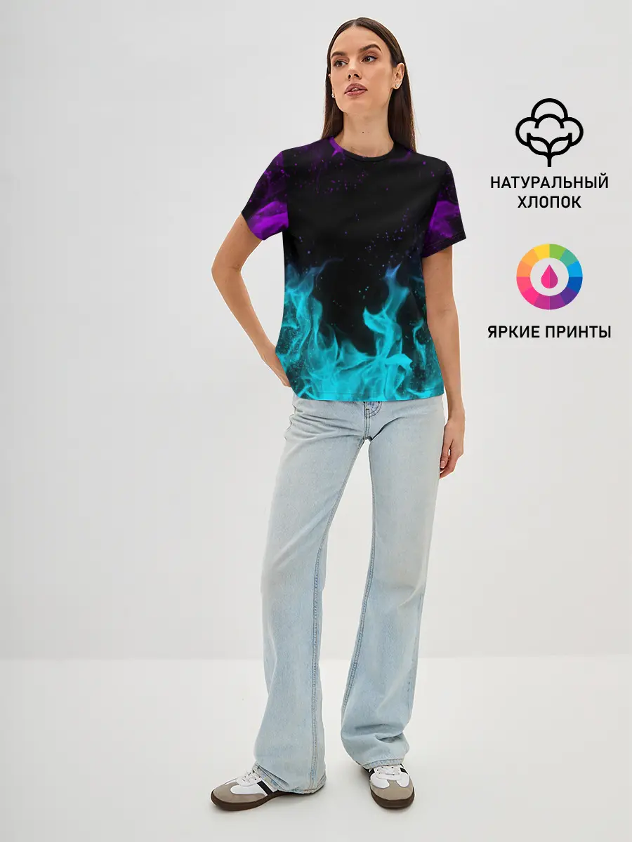 Женская базовая футболка / НЕОНОВЫЙ ОГОНЬ | NEON FIRE