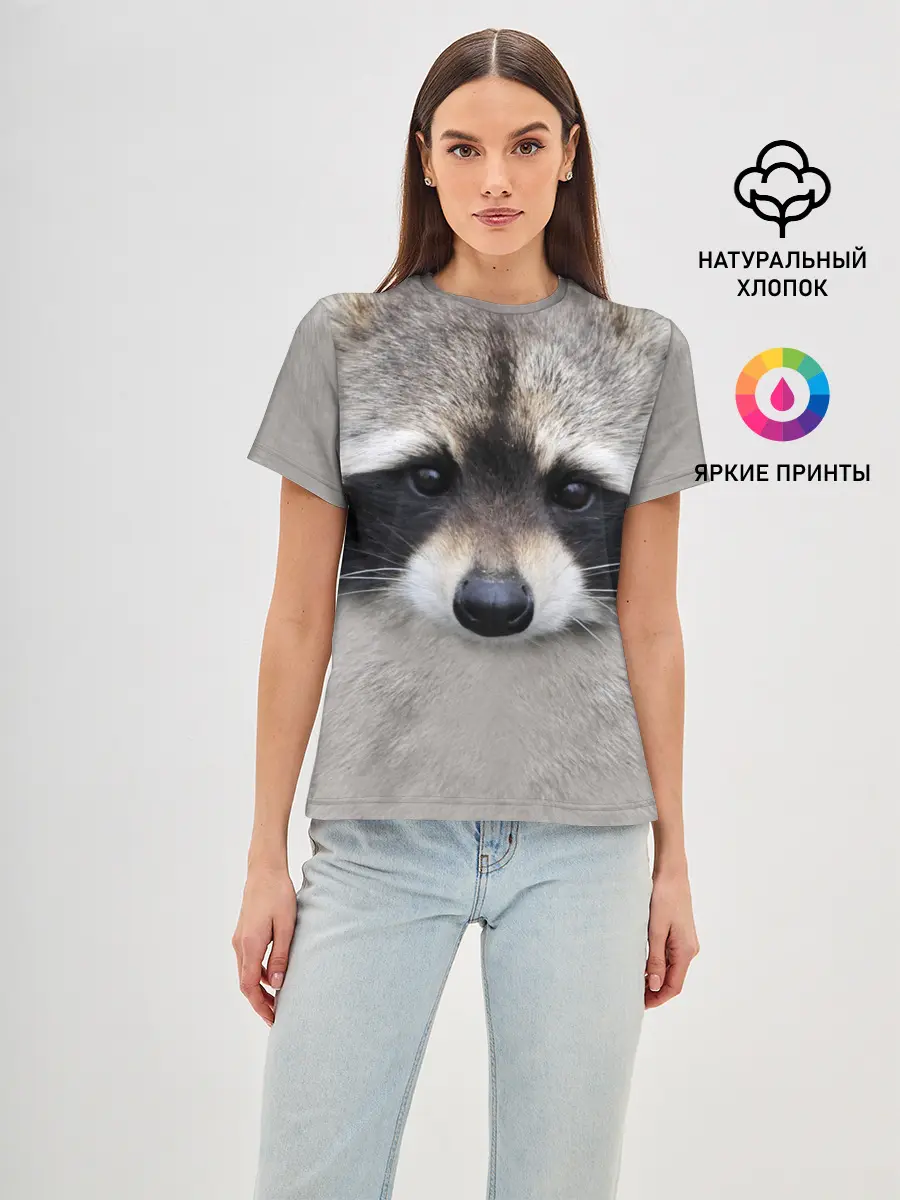 Женская базовая футболка / Енот