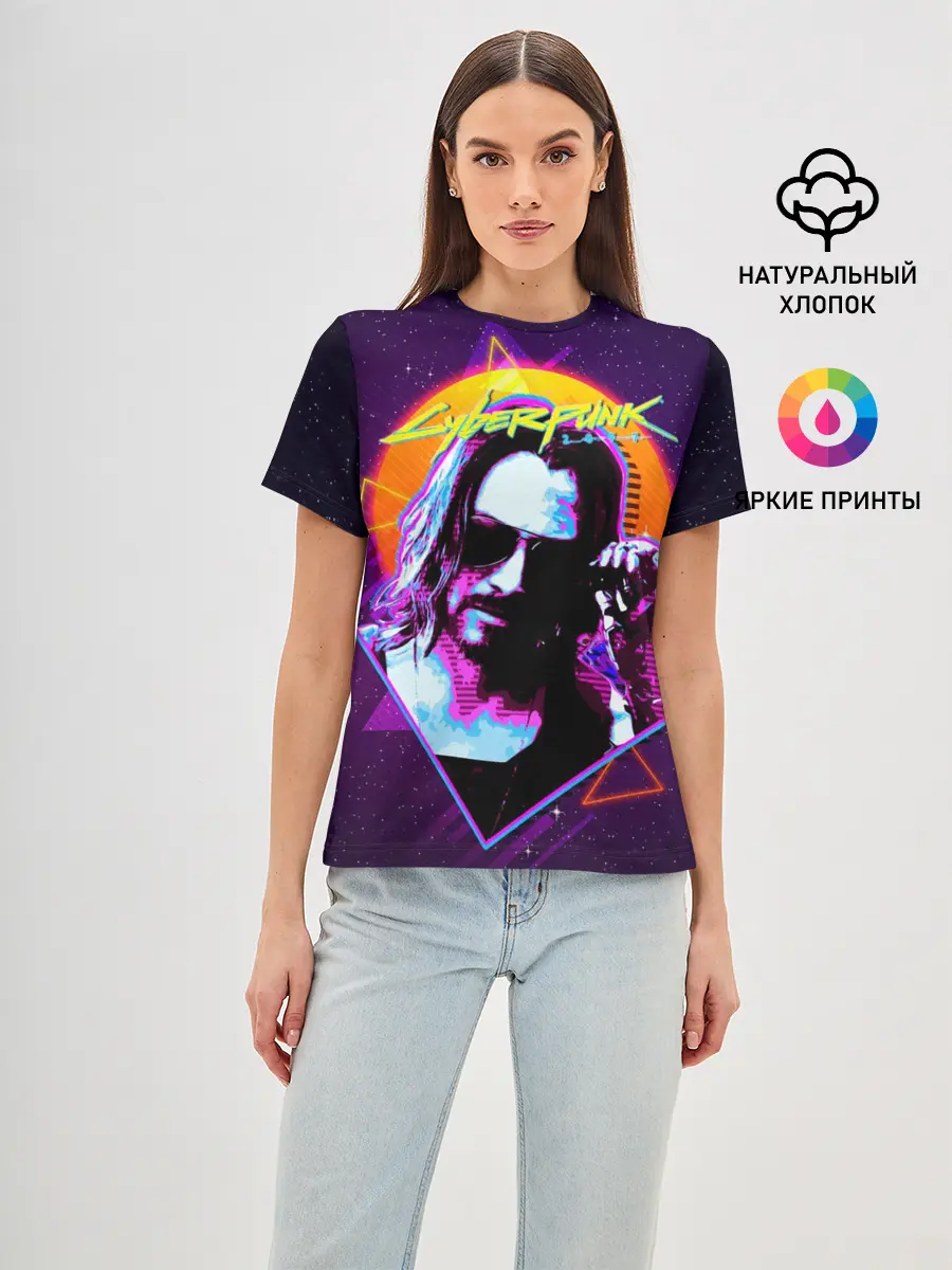 Женская базовая футболка / Киану Ривз Cyberpunk 2077
