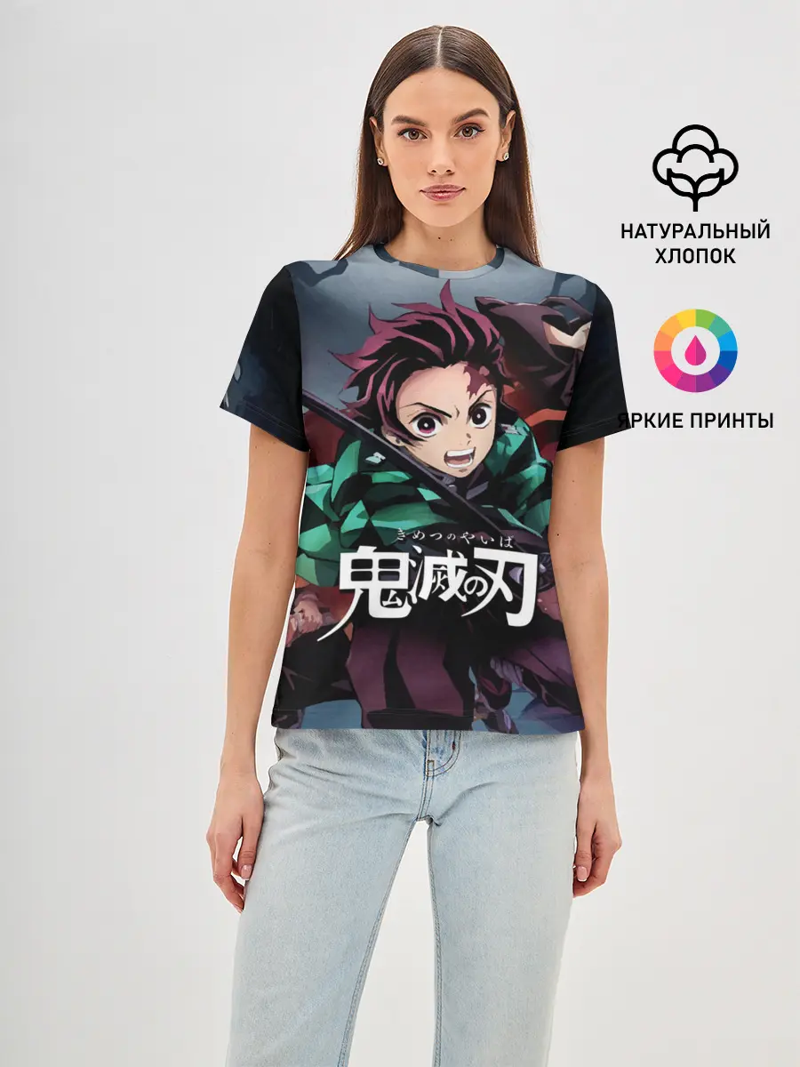 Женская базовая футболка / Клинок рассекающий демонов