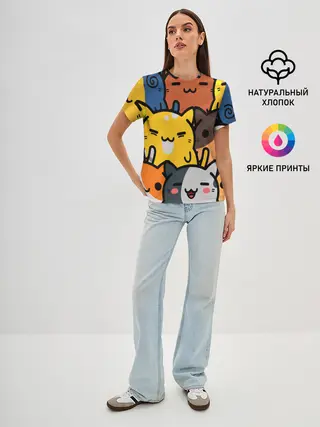 Женская базовая футболка / КОТЕЙКИ