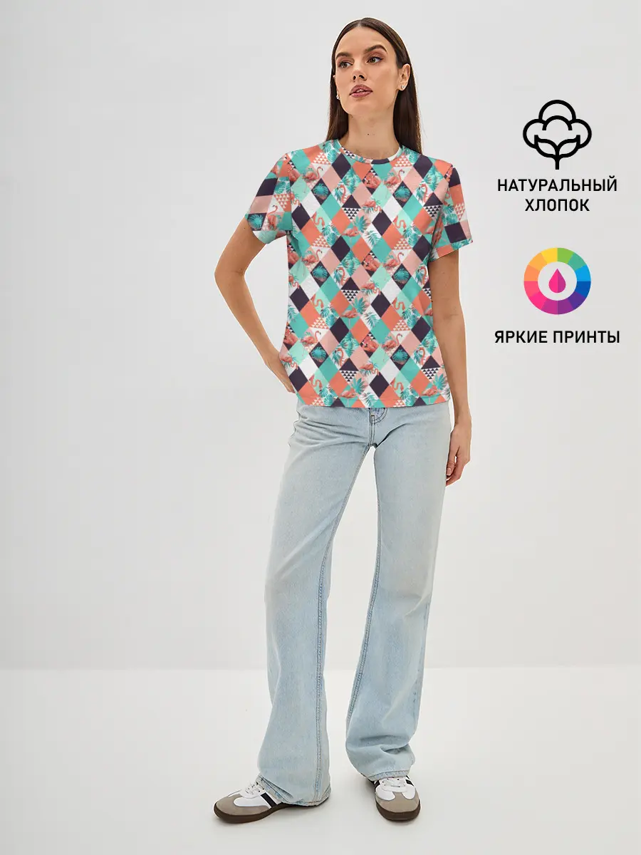 Женская базовая футболка / Фламинго