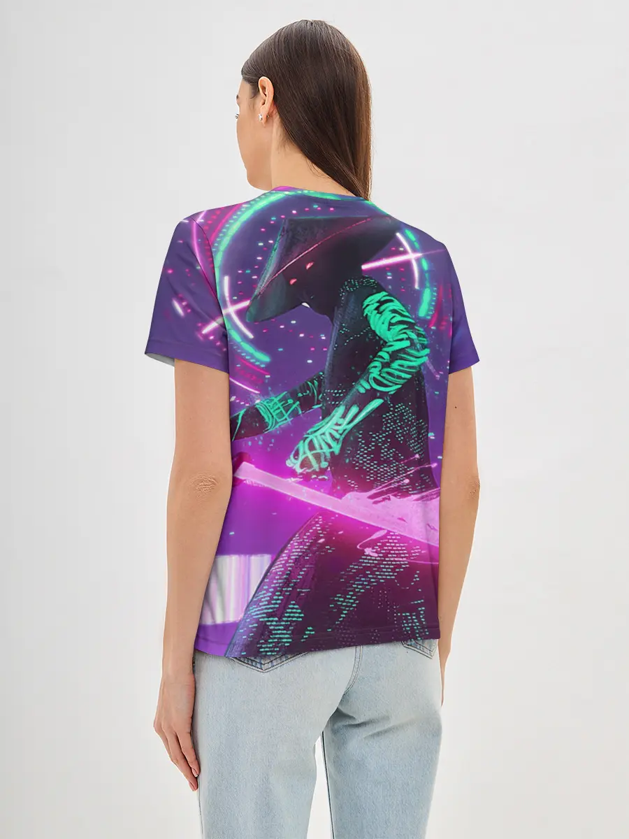 Женская базовая футболка / Неоновый Самурай