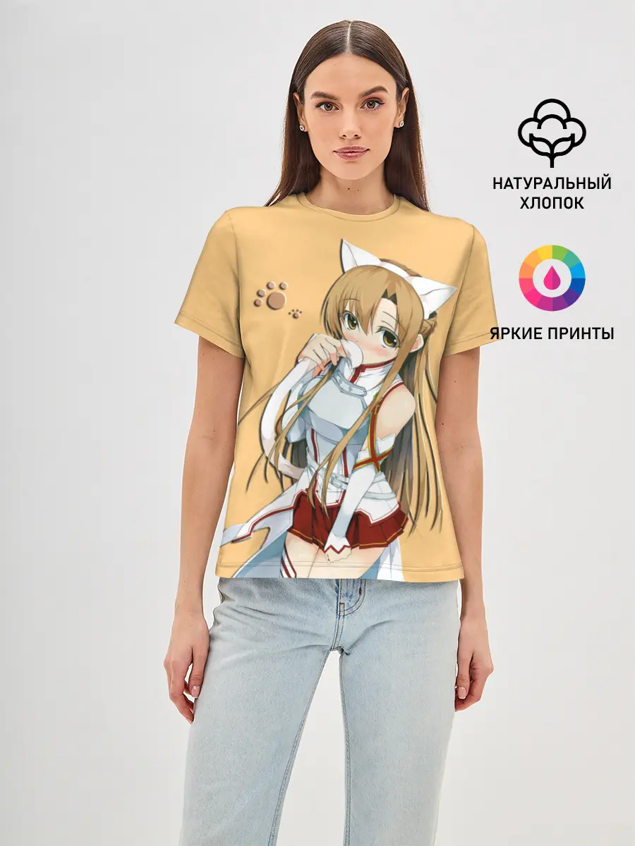 Женская базовая футболка / неко Асуна