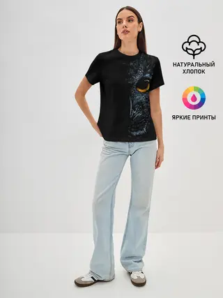 Женская базовая футболка / Ночная Сова арт