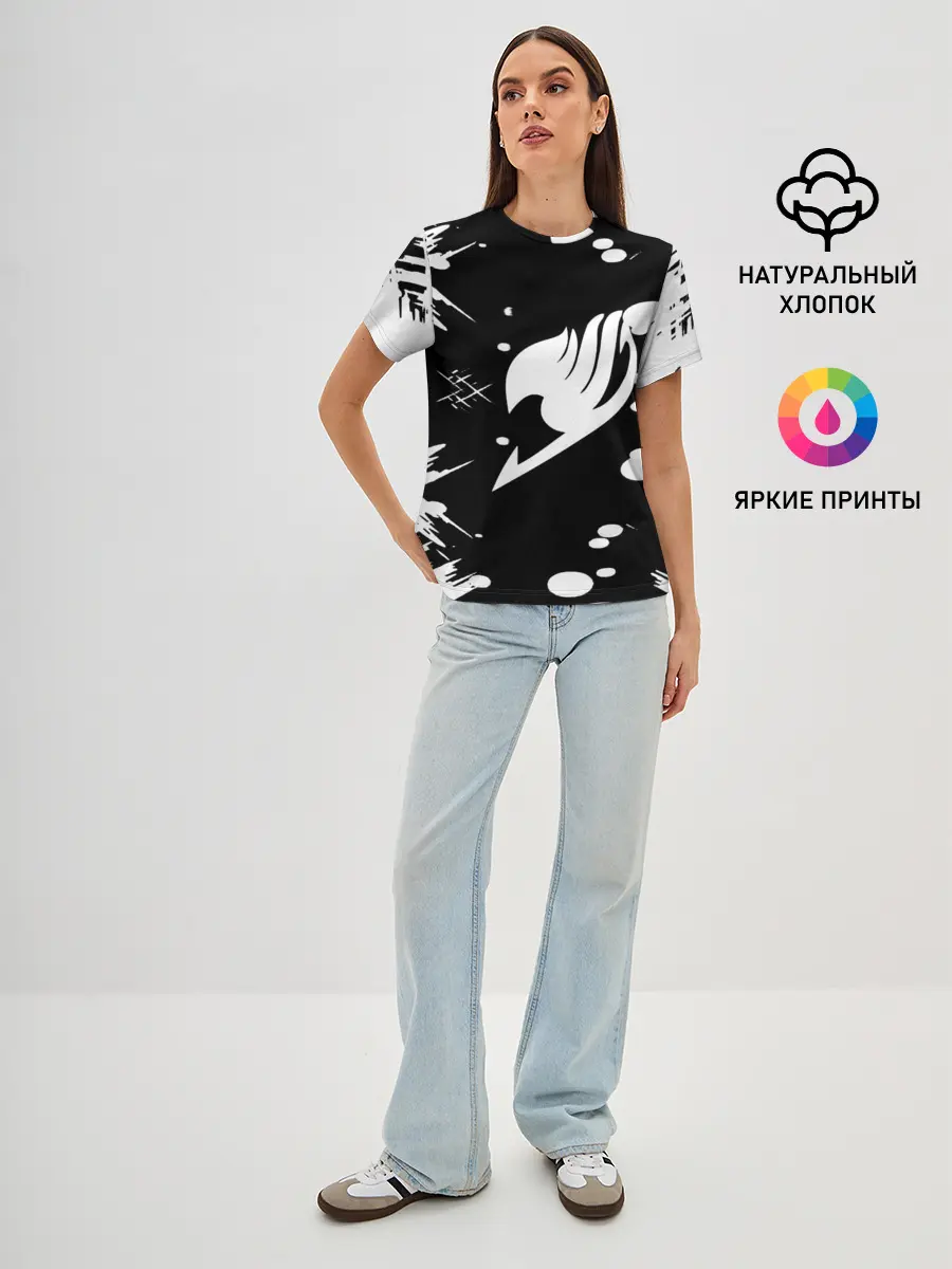 Женская базовая футболка / Хвост Феи геометрия в чб