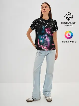 Женская базовая футболка / ЛИСЁНОК НОВОГОДНИЙ.