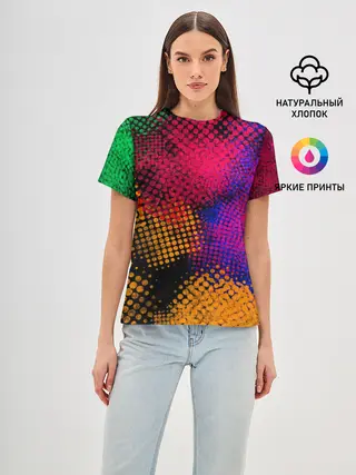 Женская базовая футболка / Цветные Разводы