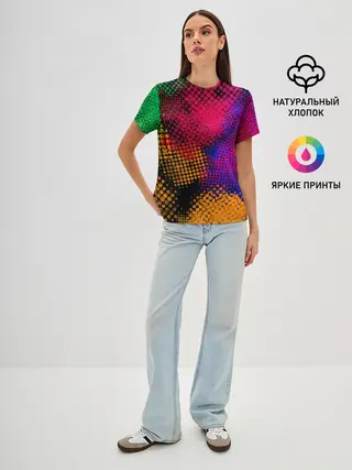 Женская базовая футболка / Цветные Разводы