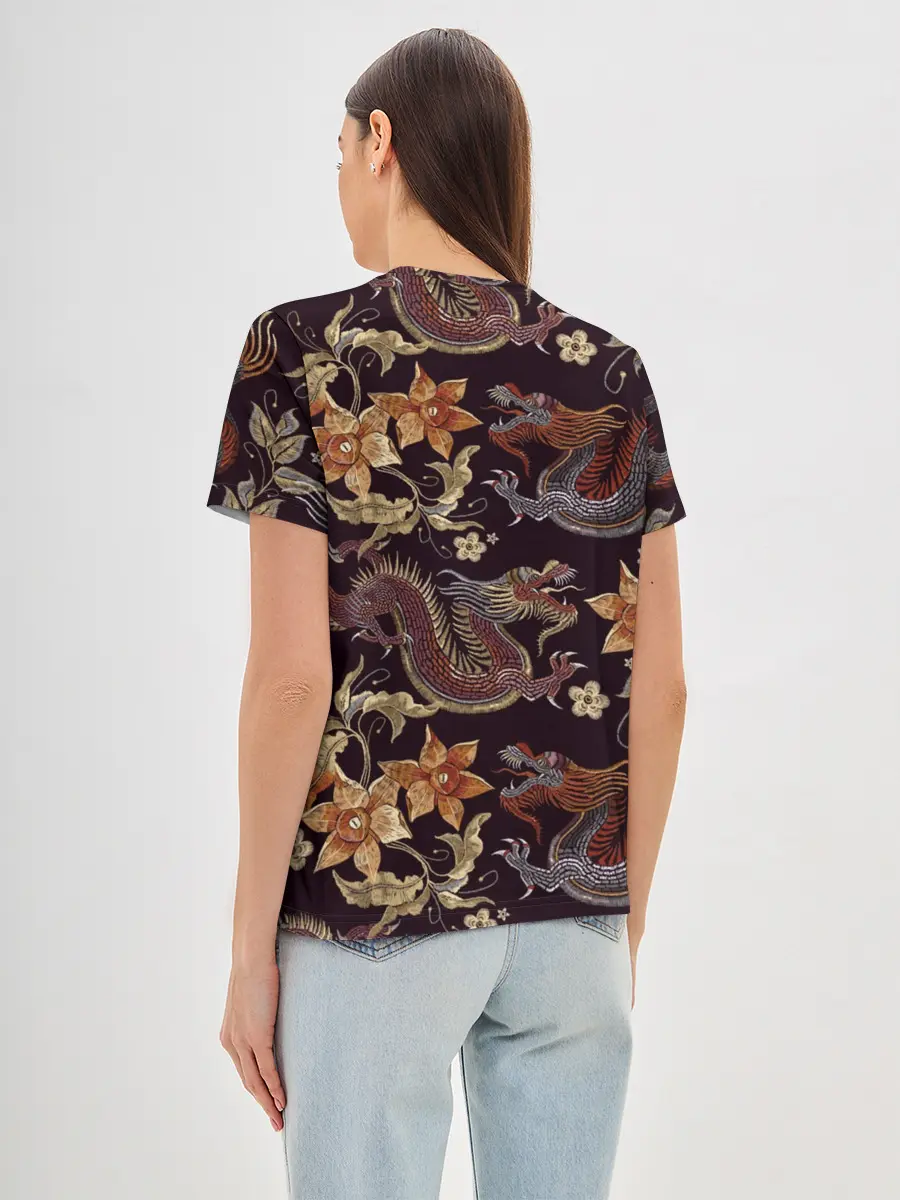 Женская базовая футболка / Японские драконы