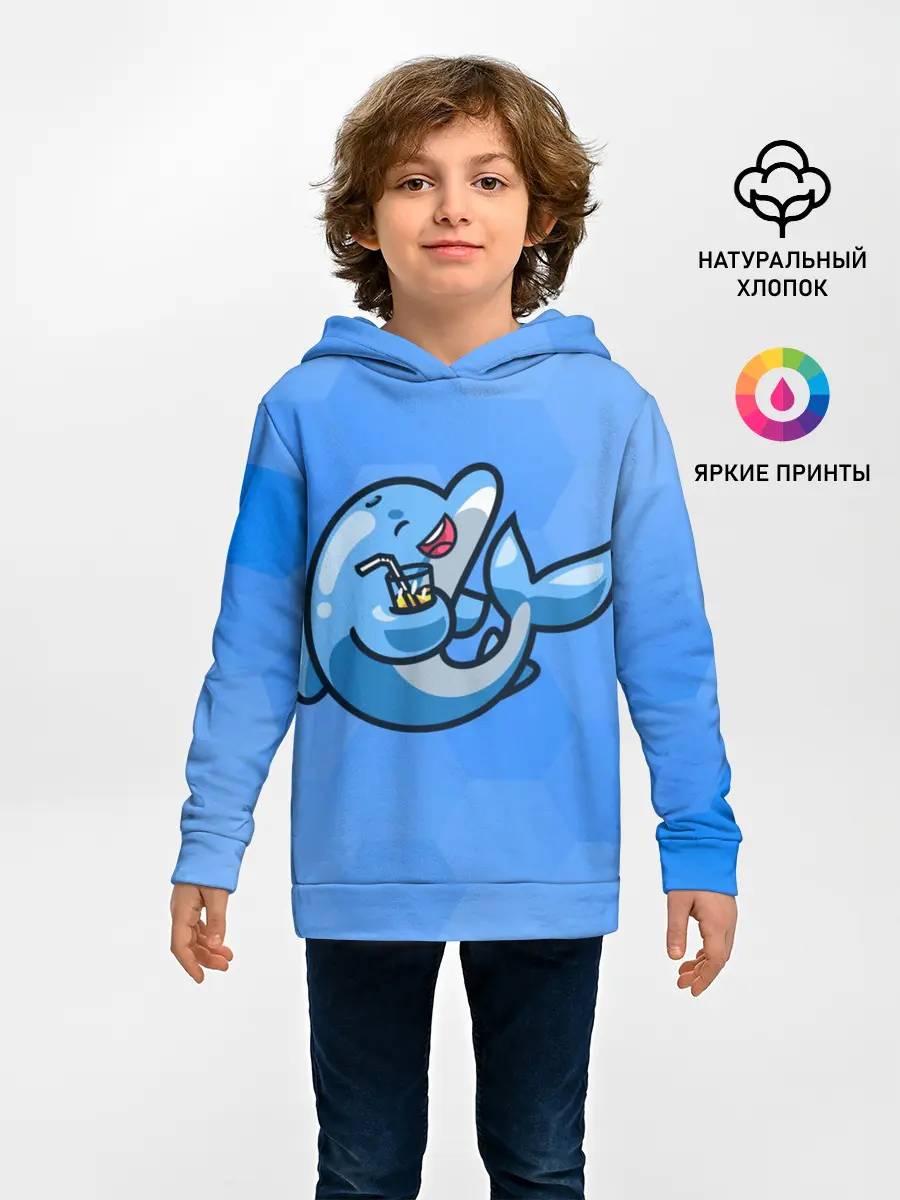Детское худи / Дельфин с коктейлем